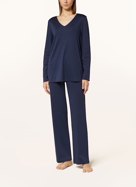 HANRO Pyjama COTTON SILK DONKERBLAUW