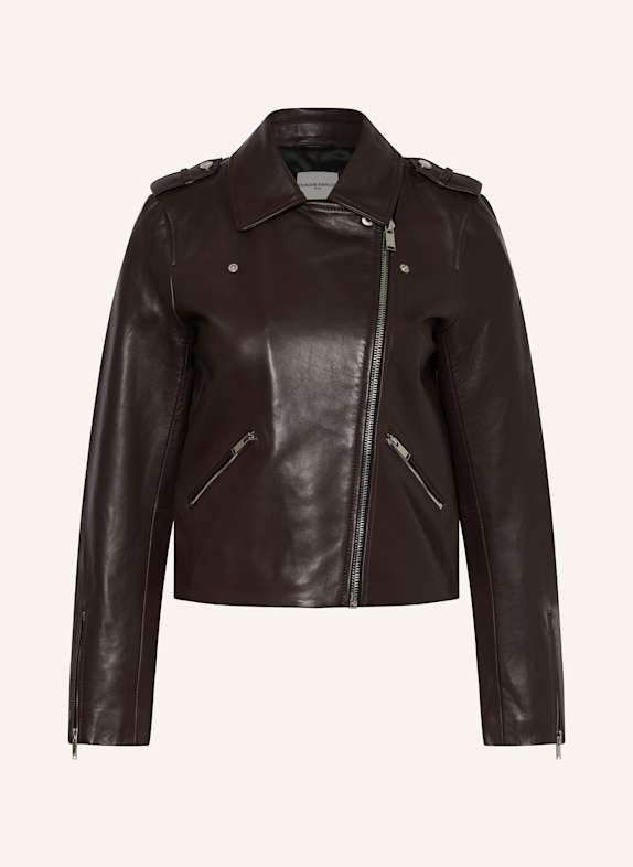 CLAUDIE PIERLOT Lederjacke DUNKELBRAUN