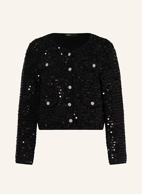 maje Tweed-Jacke mit Pailletten SCHWARZ