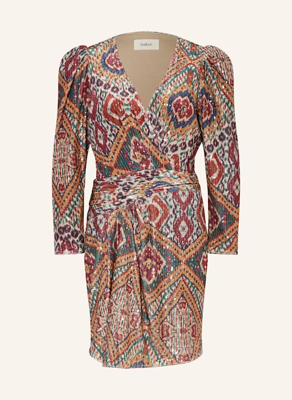 ba&sh Kleid TOLA mit Pailletten DUNKELGELB/ DUNKELROT/ DUNKELGRÜN