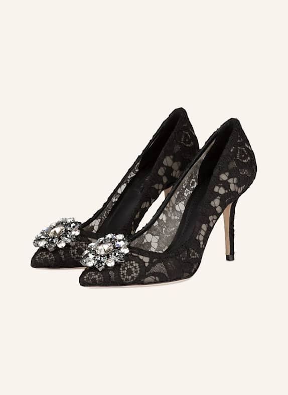 DOLCE & GABBANA Pumps RAINBOW mit Schmucksteinen SCHWARZ