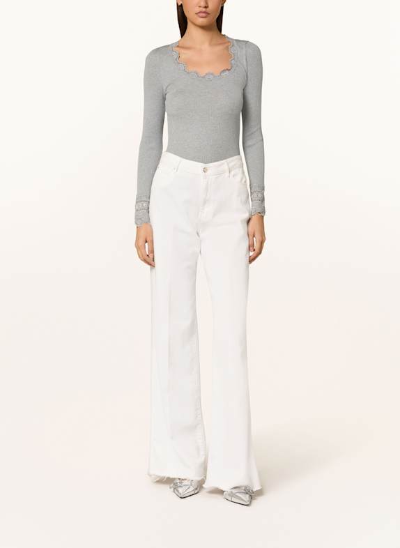 rosemunde Longsleeve BENITA van zijde met kant GRIJS