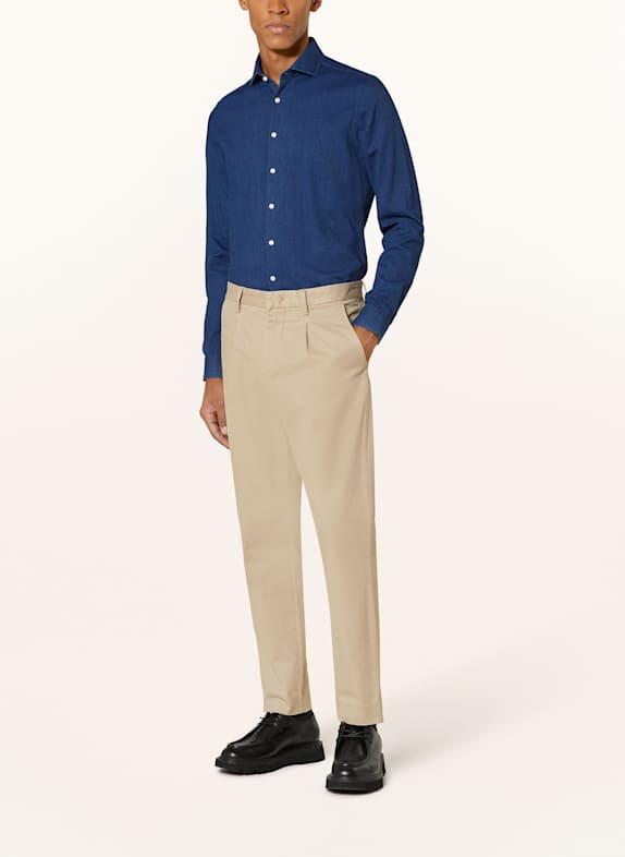 PAUL Slim fit overhemd met extra lange mouwen BLAUW