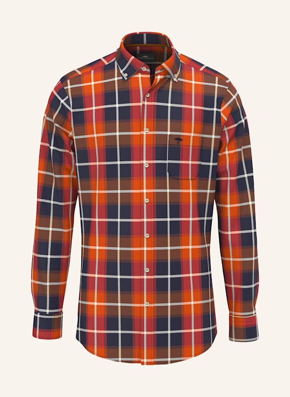 FYNCH-HATTON Flanellhemd Comfort Fit DUNKELBLAU/ ORANGE/ ROT