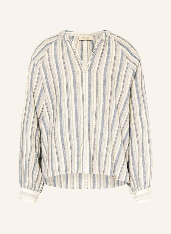 MOS MOSH Blusenshirt MMZEINA mit Leinen CREME/ DUNKELBLAU