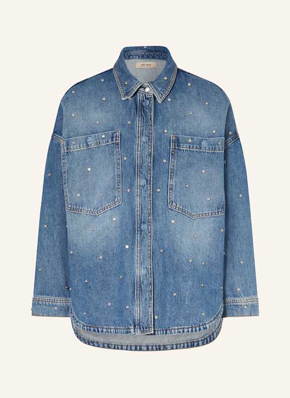MOS MOSH Oversized-Jeansjacken MMEMME mit Schmucksteinbesatz DUNKELBLAU