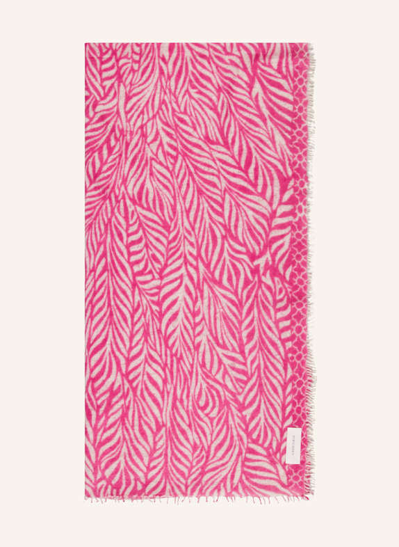 PURSCHOEN Cashmere scarf LEAFGARDEN PINK/ CREAM