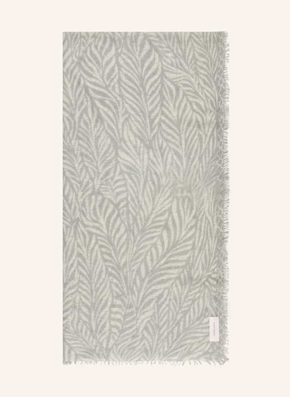PURSCHOEN Cashmere scarf LEAFGARDEN GRAY/ LIGHT GRAY