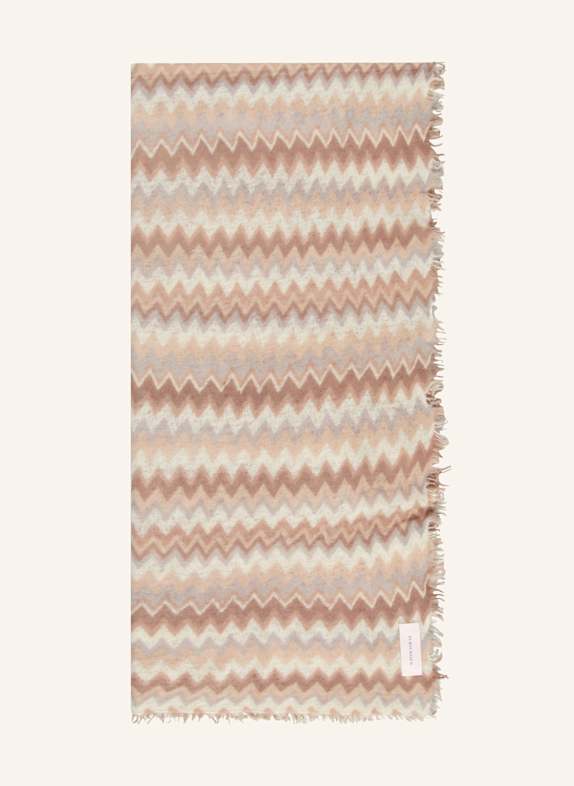 PURSCHOEN Cashmere scarf CHEVRON CREAM/ BEIGE/ GRAY