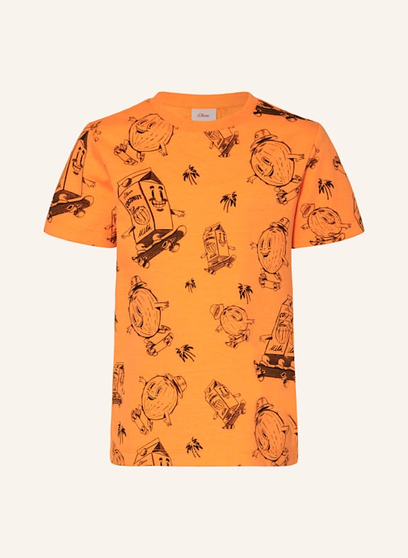 s.Oliver RED T-shirt JASKRAWY POMARAŃCZOWY/ CZARNY
