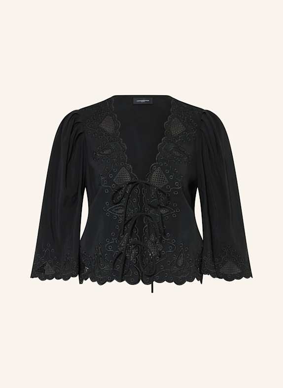COPENHAGEN MUSE CMMADELYN blouse with 3/4 sleeves and broderie anglaise BLACK