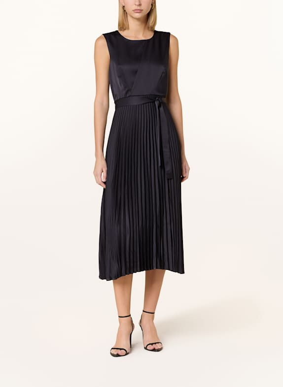 comma Plisseekleid aus Satin DUNKELBLAU