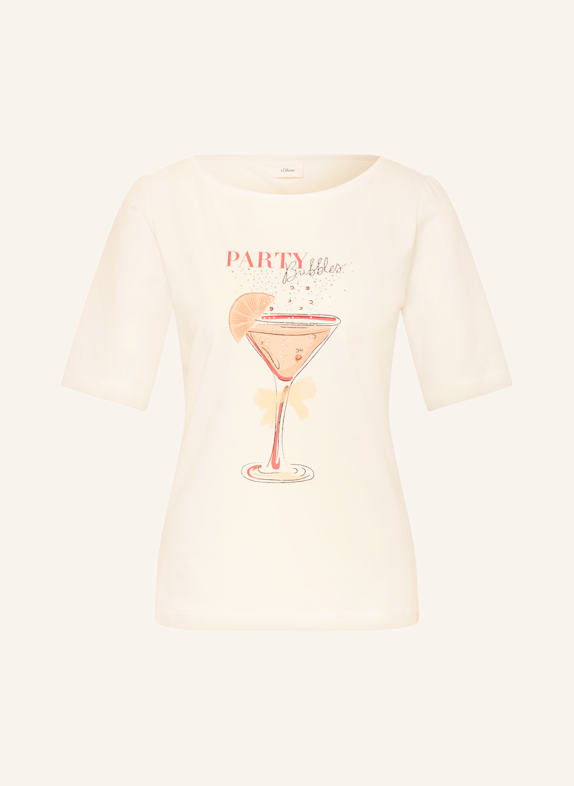 s.Oliver BLACK LABEL T-Shirt mit Schmucksteinen ECRU