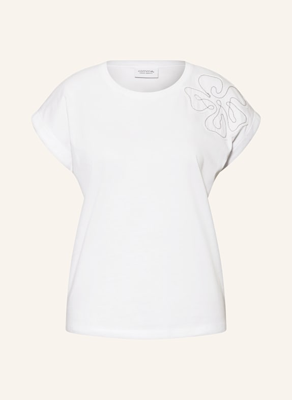 comma casual identity T-shirt with decorative gems WHITE