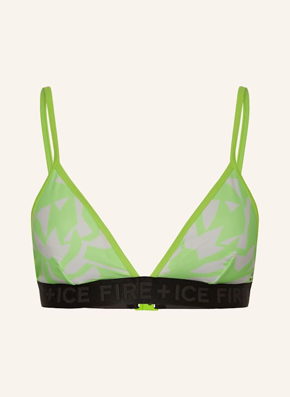 FIRE+ICE Góra od bikini trójkątnego HANKA4 JASKRAWY ZIELONY/ BIAŁY