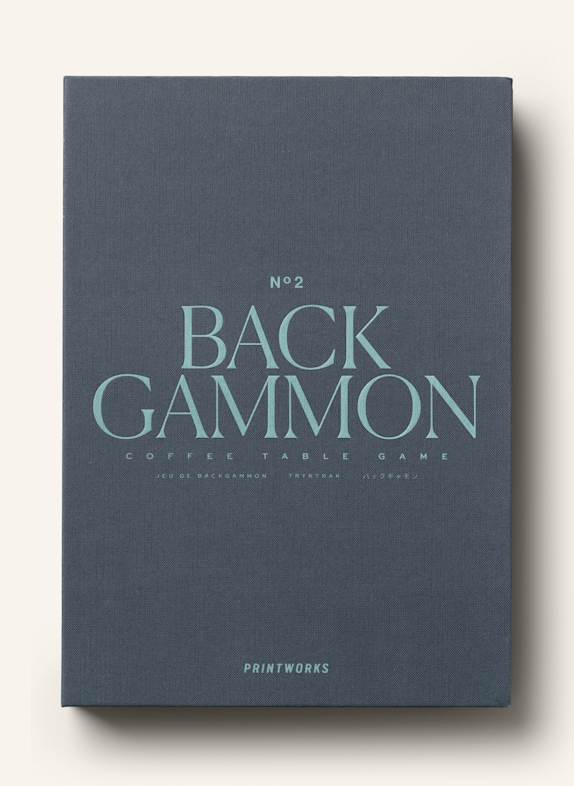 PRINTWORKS Brettspiel BACKGAMMON SCHWARZ/ HELLBLAU/ WEISS