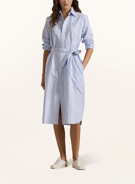 POLO RALPH LAUREN Hemdblusenkleid HELLBLAU/ WEISS