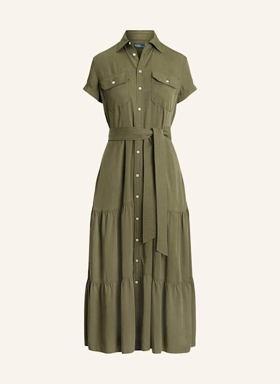 POLO RALPH LAUREN Hemdblusenkleid mit Rüschen OLIV