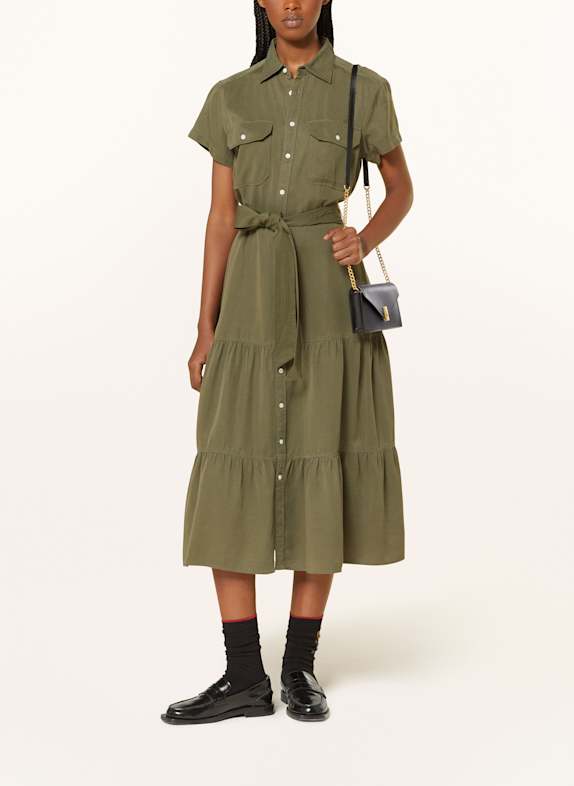 POLO RALPH LAUREN Hemdblusenkleid mit Rüschen OLIV