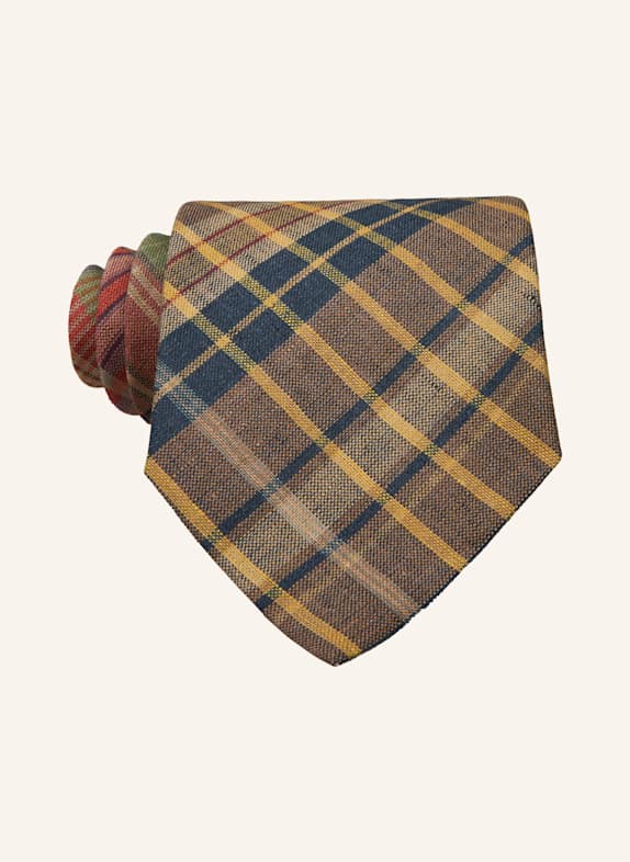 POLO RALPH LAUREN Linen tie LIGHT GREEN/ DARK RED/ DARK YELLOW