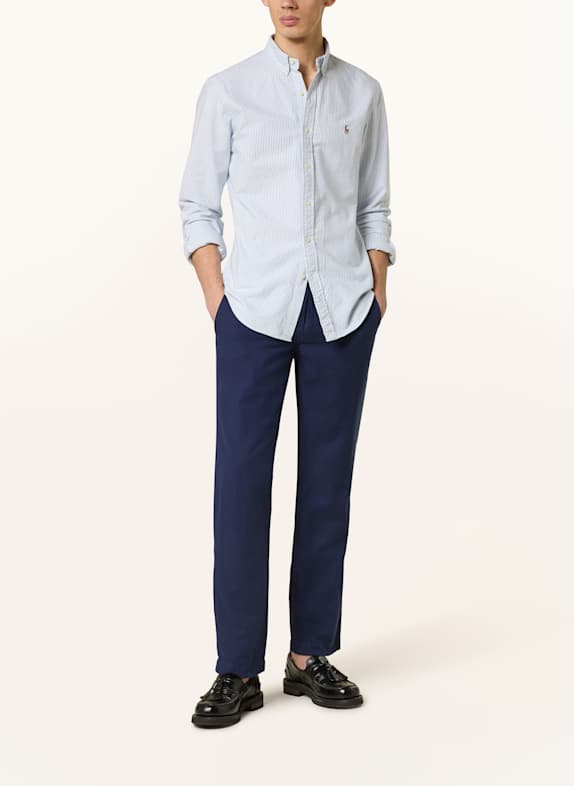 POLO RALPH LAUREN Oxford overhemd Slim Fit HELLBLAU/ WEISS GESTREIFT