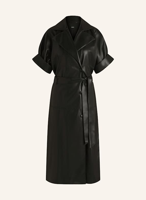 BOSS DIMIRA dress in leather look BLACK
