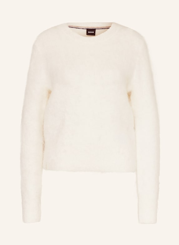 BOSS Pullover FLEURETTY mit Alpaka WEISS
