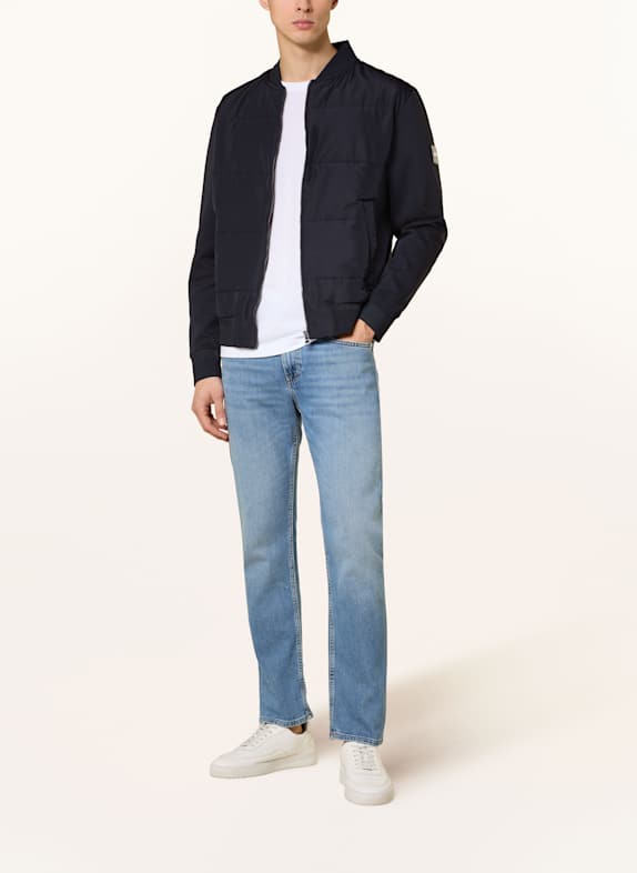 BOSS SKILES-jas in materiaalmix DONKERBLAUW