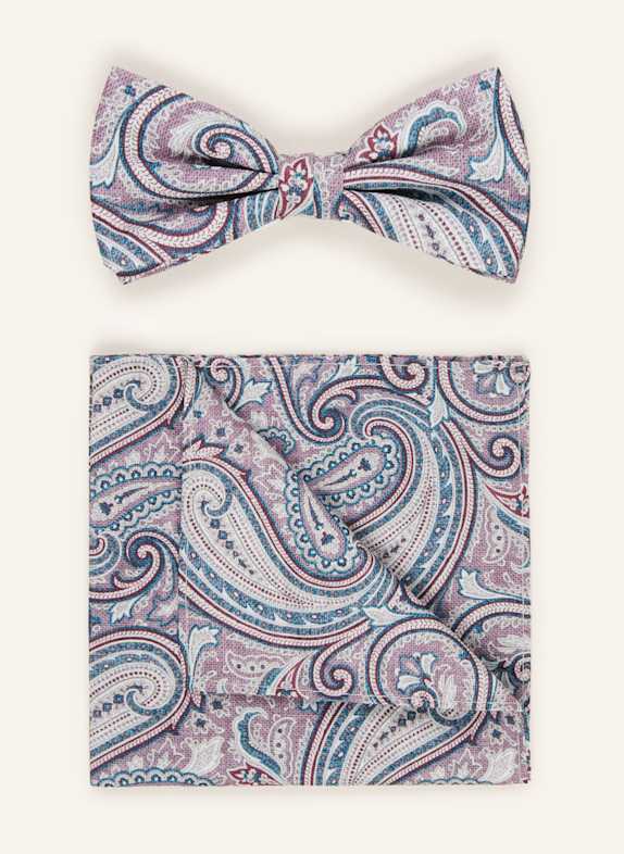 PAUL Set: Fliege und Einstecktuch HELLLILA/ WEISS/ BLAU