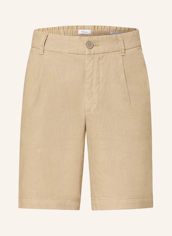 PAUL Shorts comfort fit with linen BEIGE