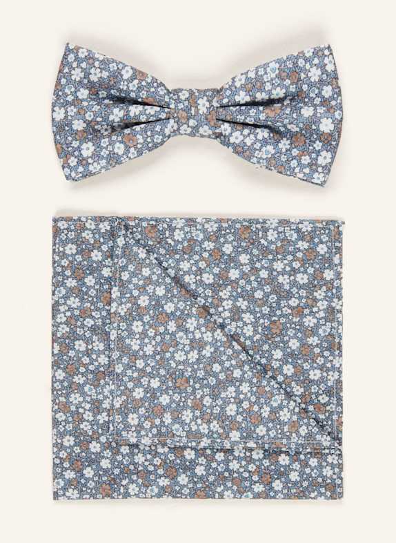 PAUL Set: Fliege und Einstecktuch BLAU/ WEISS/ BRAUN