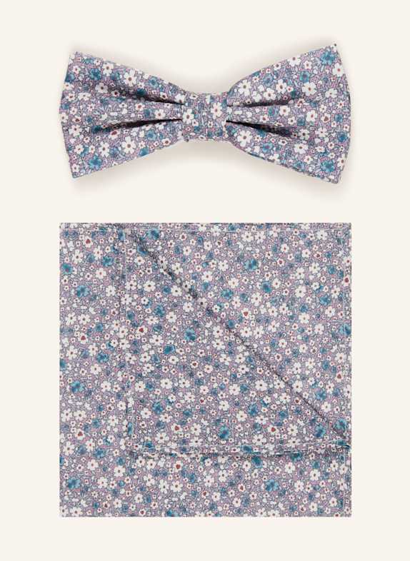 PAUL Set: Fliege und Einstecktuch HELLLILA/ WEISS/ BLAU