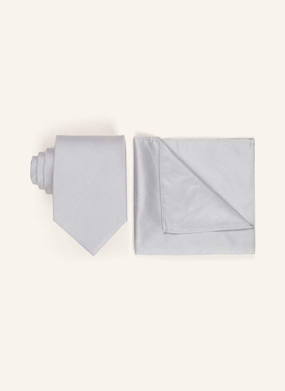 PAUL Set: Tie and pocket square LIGHT GRAY