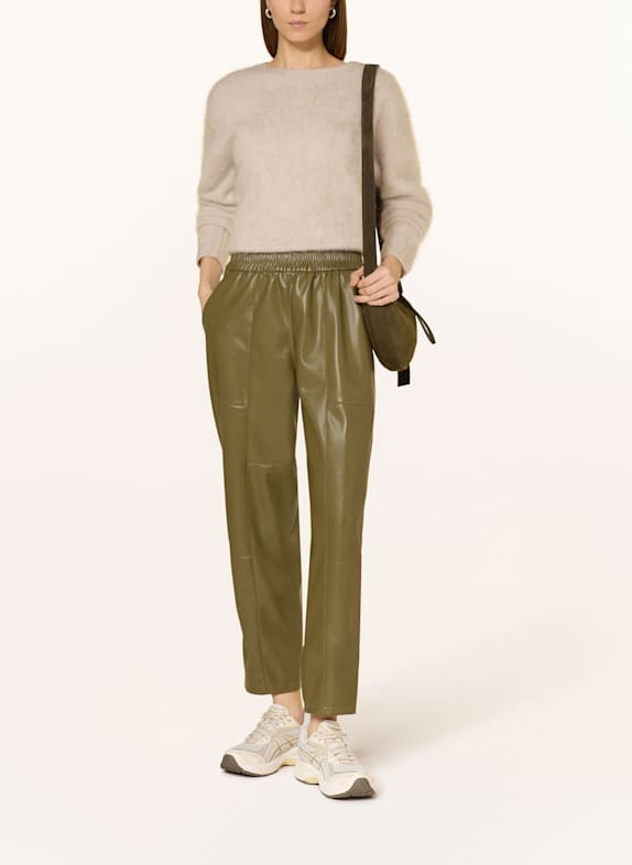 BOSS Broek TAIYA in lederlook KAKI