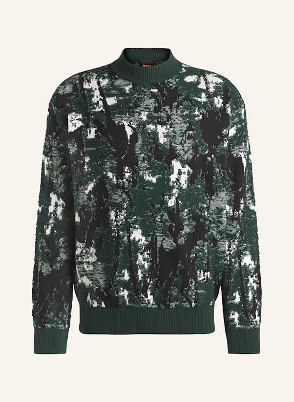 BOSS Sweter KALMTREE CIEMNOZIELONY/ CZARNY/ BIAŁY