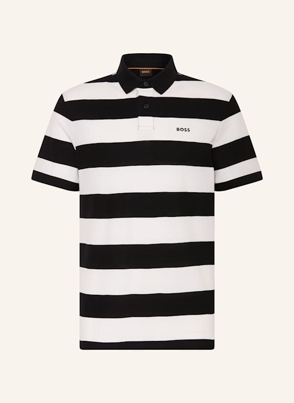 BOSS Koszulka polo z piki PALESSTRIPE CZARNY/ BIAŁY