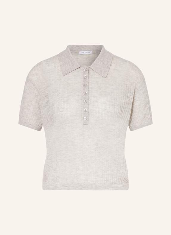 MRS & HUGS Strick-Poloshirt mit Cashmere HELLGRAU