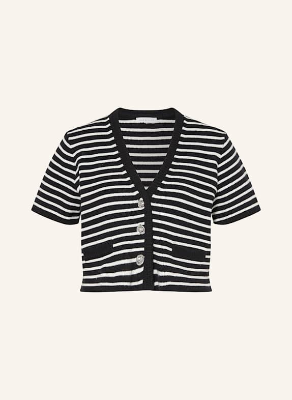 MRS & HUGS Cropped-Strickjacke SCHWARZ/ WEISS