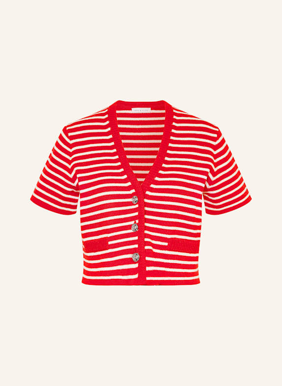 MRS & HUGS Cropped-Strickjacke ROT/ WEISS