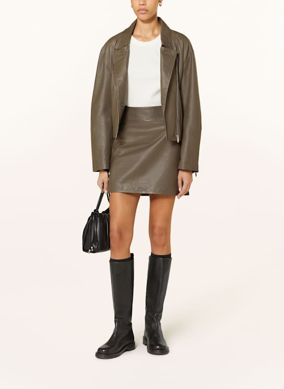 MRS & HUGS leren rok TAUPE