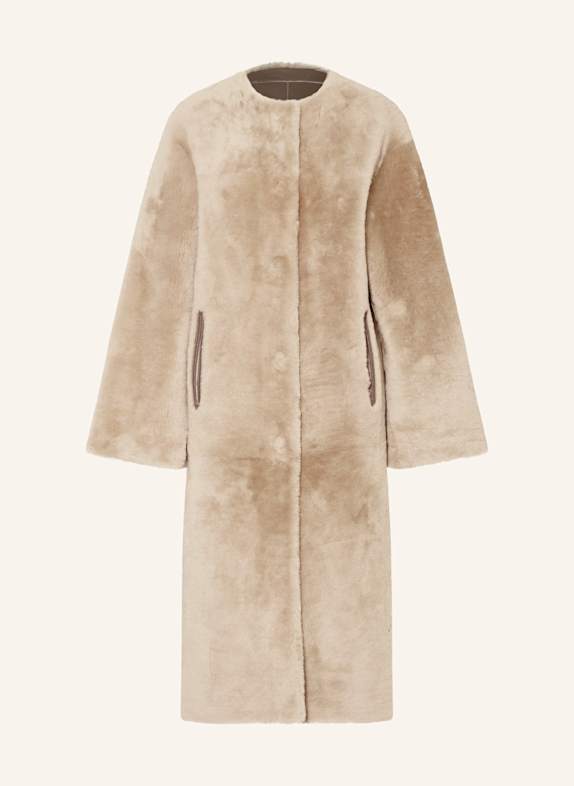 MRS & HUGS Ledermantel zum Wenden TAUPE/ BEIGE