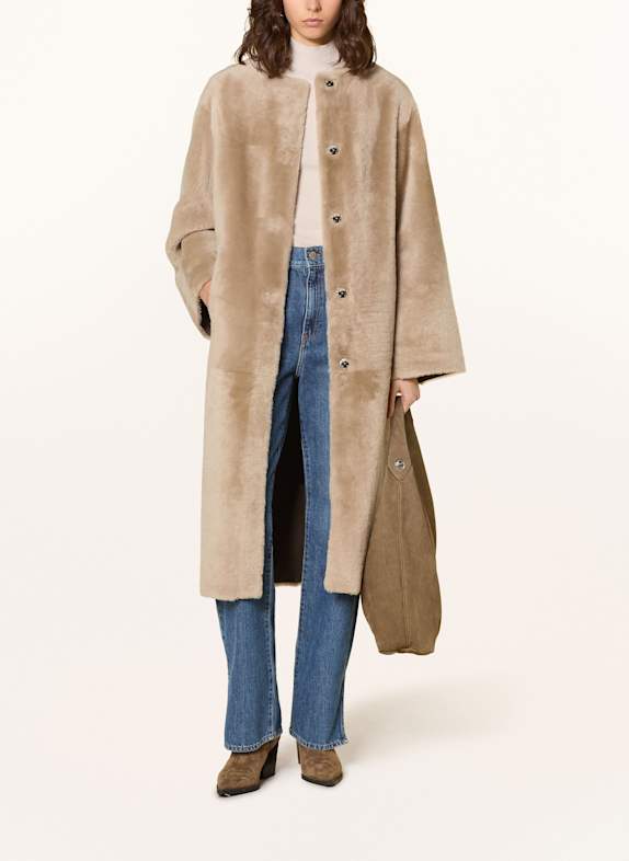MRS & HUGS Ledermantel zum Wenden TAUPE/ BEIGE