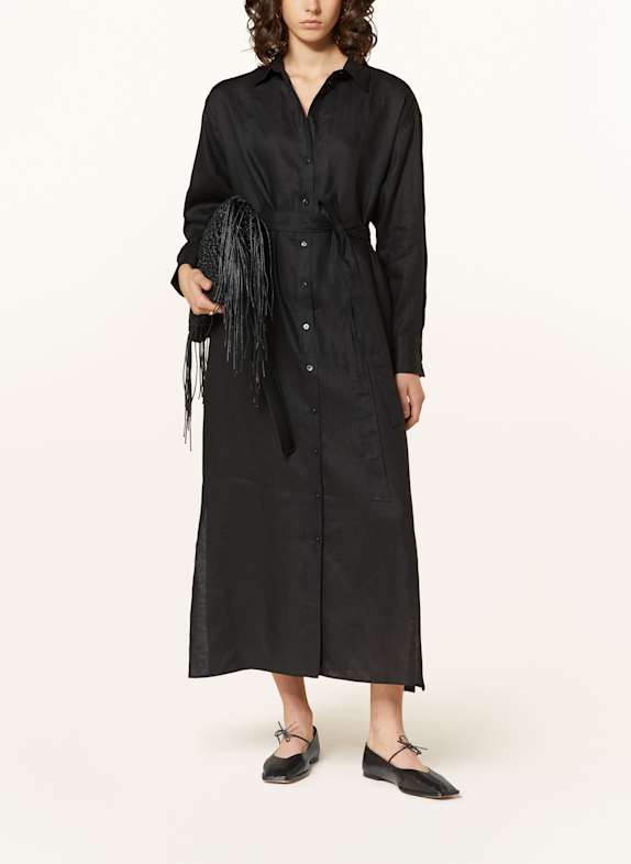 MRS 
HUGS Hemdblusenkleid aus Leinen SCHWARZ