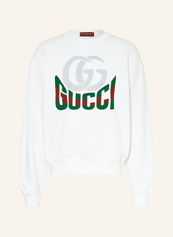 GUCCI Bluza nierozpinana BIAŁY/ ZIELONY/ CIEMNOCZERWONY