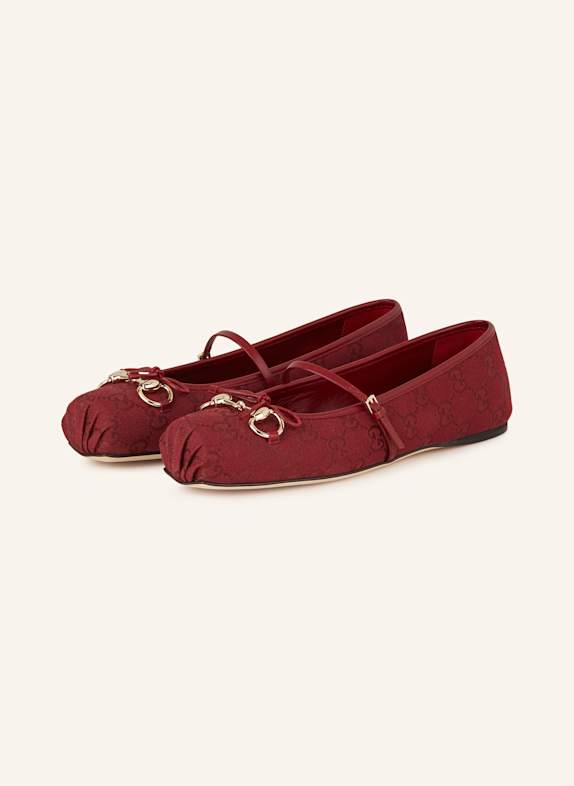 GUCCI Mary-Jane-Ballerinas DUNKELROT