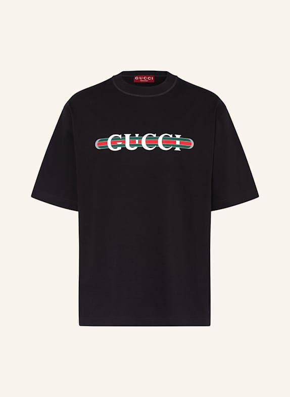GUCCI T-Shirt SCHWARZ/ GRÜN/ ROT