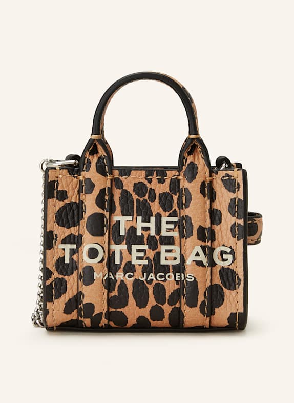 MARC JACOBS Bag tag THE CHEETAH NANO TOTE CHARM BLACK/ BROWN
