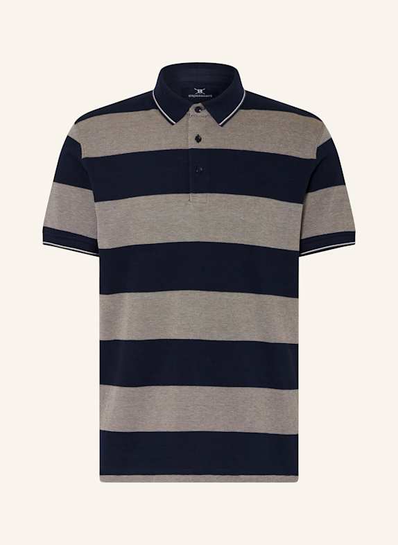 STROKESMAN'S Piqué-Poloshirt DUNKELBLAU/ BEIGE