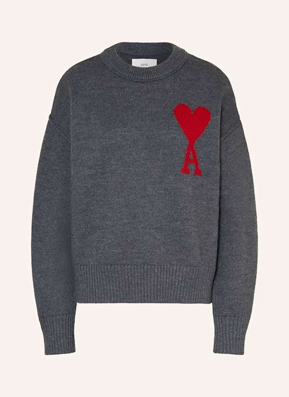 AMI PARIS Pullover GRAU/ ROT