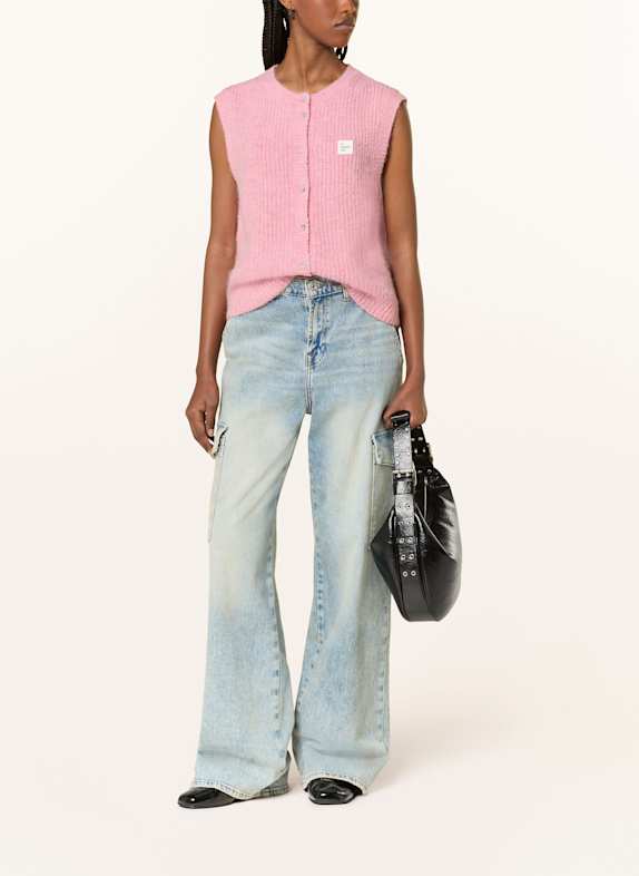 American Vintage man maison margiela tops logo embroidered oversized t shirt PINK